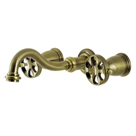 Kingston Brass KS3023RX Two-Handle Wall Mount Tub Faucet, Antique Brass KS3023RX